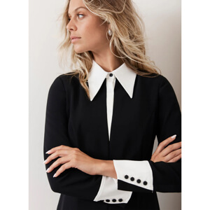 Mint Velvet Black Statement Collar Mini Dress